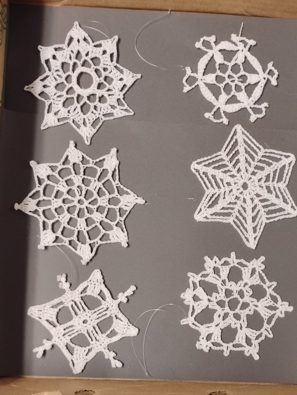 White Hand  Crochet Snowflake Christmas Tree Ornaments